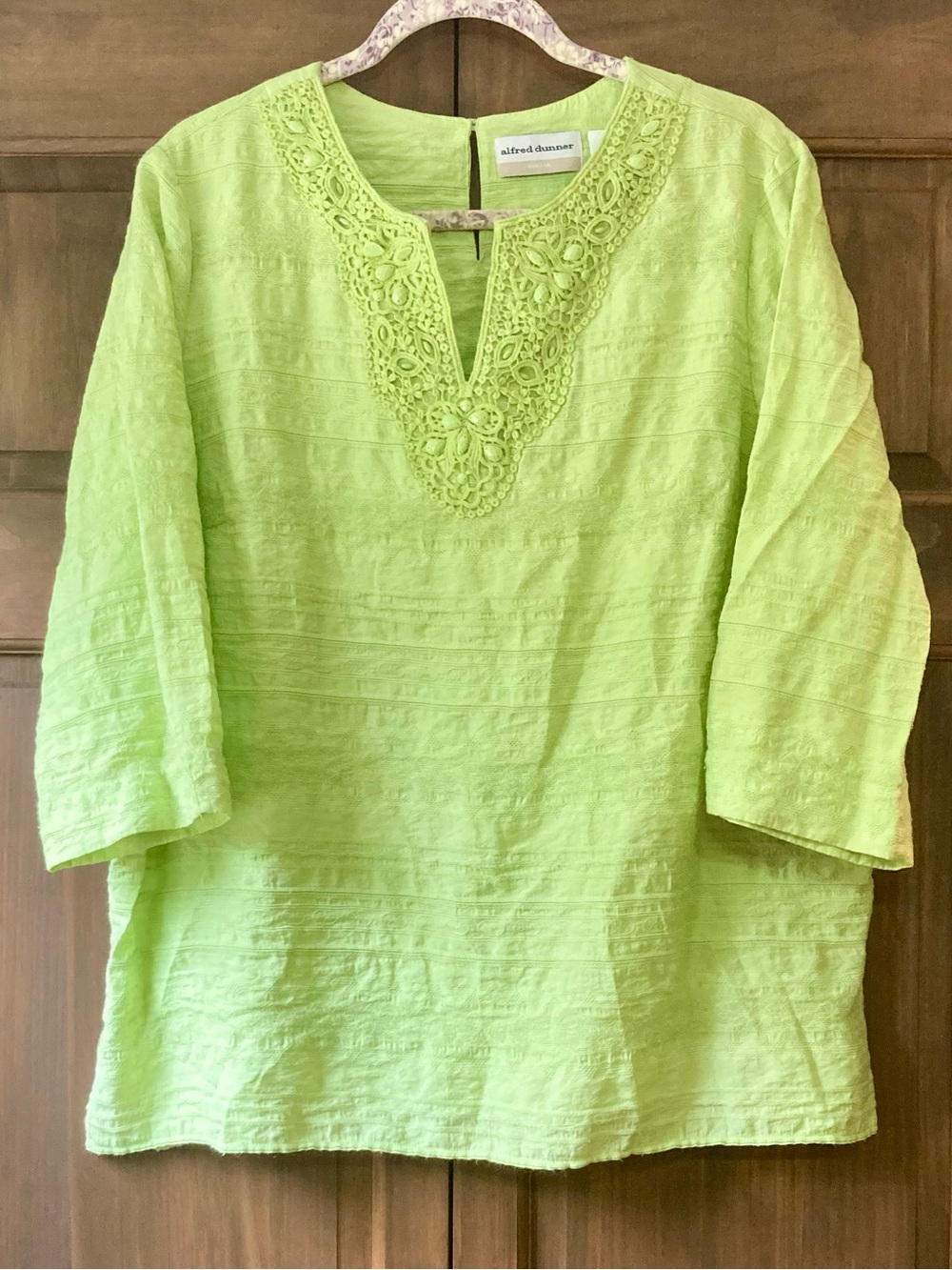 Alfred Dunner Bright Green 3/4 Sleeve Top 18W